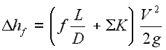 minor head loss - equation