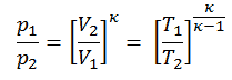 p,V,T relation - isentropic process