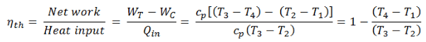 thermal efficiency of Brayton cycle