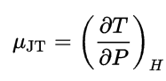 Joule Thomson coefficient - equation
