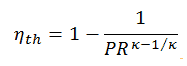 thermal efficiency - brayton cycle - pressure ratio - equation