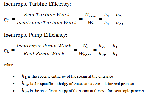 Isentropic Efficiency - turbine - pump