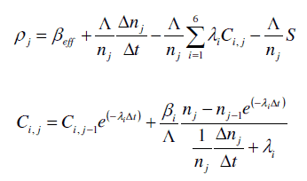 Inverse Kinetics - Reactimeter - Equations