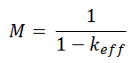 subcritical multiplication factor - equation